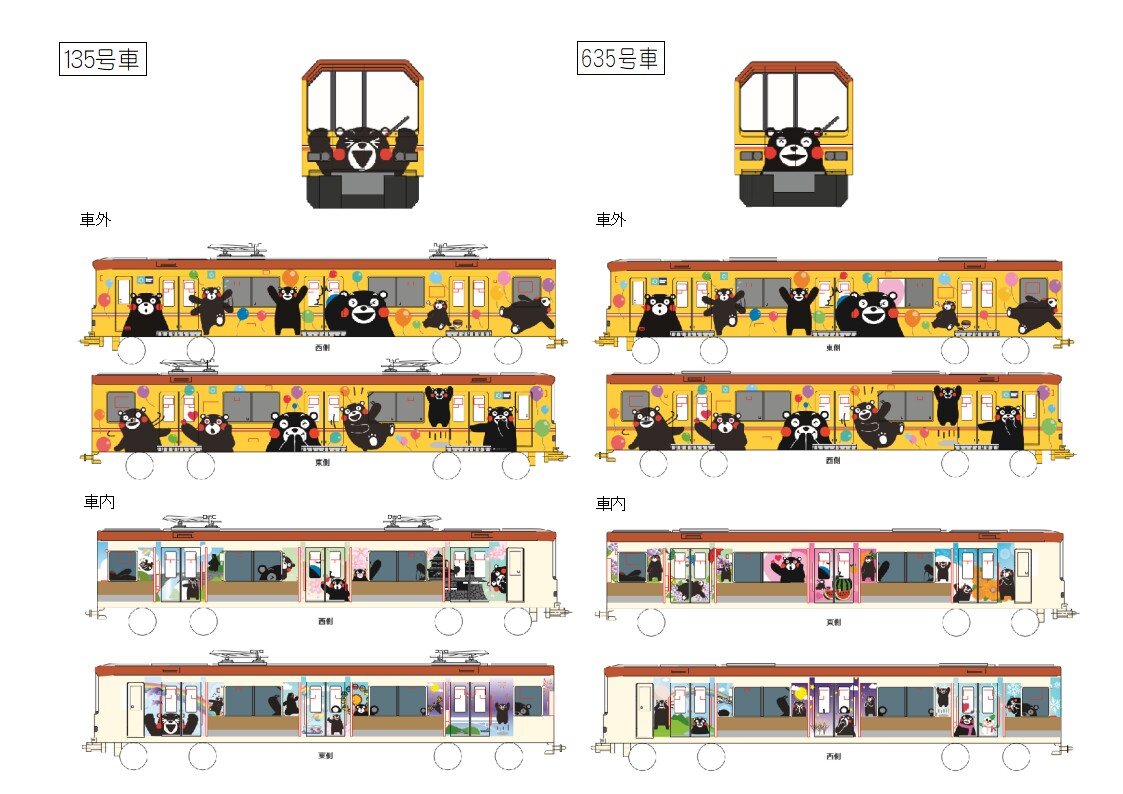 くまモンのラッピング電車 3号車